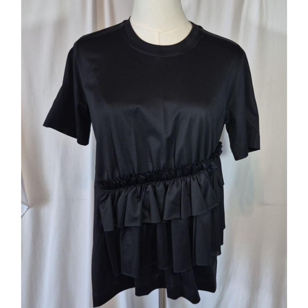 Marques' Almeida Paneled Gathered Top Shirt Blouse Black Womens XS
